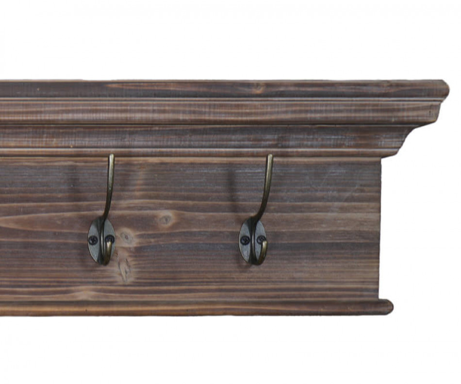 Woodford 6 Hook Brown Mantel Shelf Coat Rack