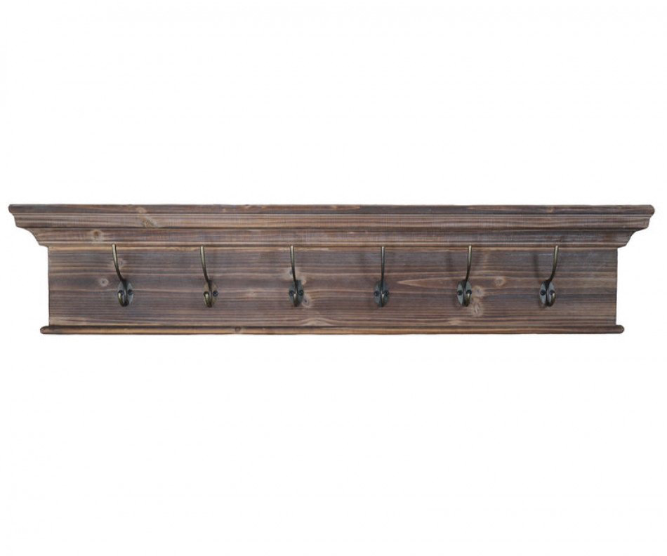 Woodford 6 Hook Brown Mantel Shelf Coat Rack