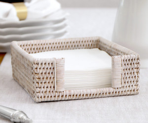 Clontarf Rattan Napkin Holder Whitewash