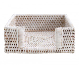 Clontarf Rattan Napkin Holder Whitewash