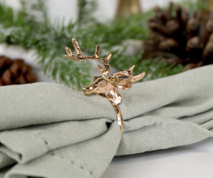 Set 4 Gold Reindeer Napkin Rings