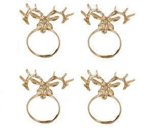 Set 4 Gold Reindeer Napkin Rings