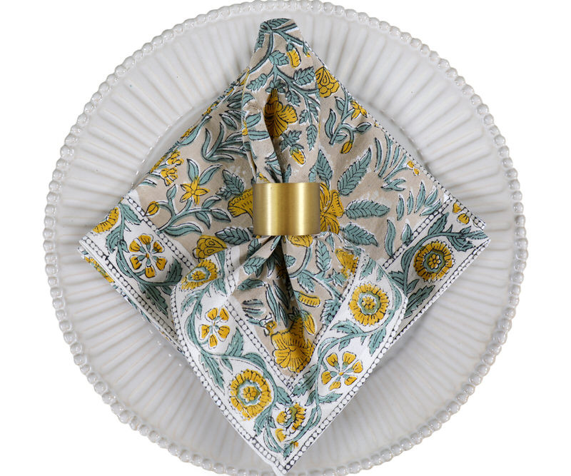 Set 4 Penrose Yellow Floral Napkins