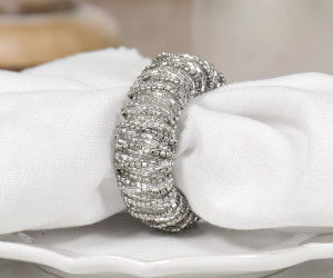 Set 4 Cleo Silver Bead Napkin Rings