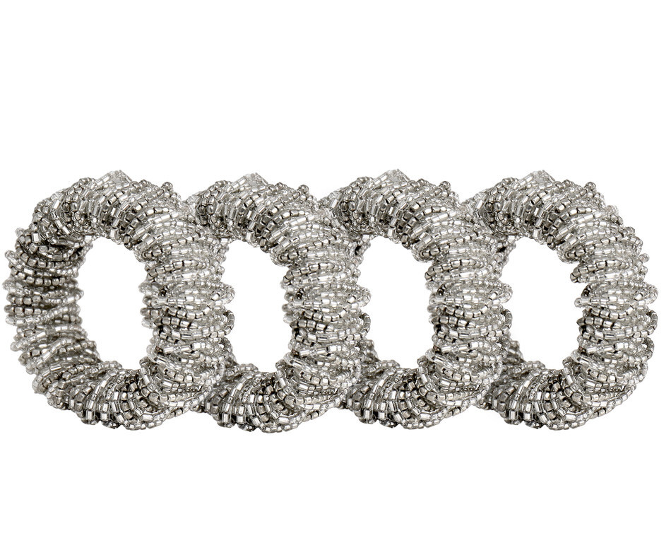 Set 4 Cleo Silver Bead Napkin Rings