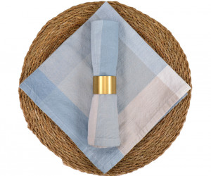 Set 4 Seabreeze Blue Check Napkins