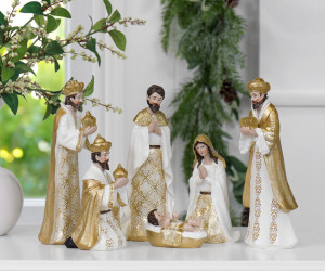 Celestial Gold & White Nativity Set