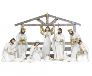 First Noel White Nativity Scene - Large