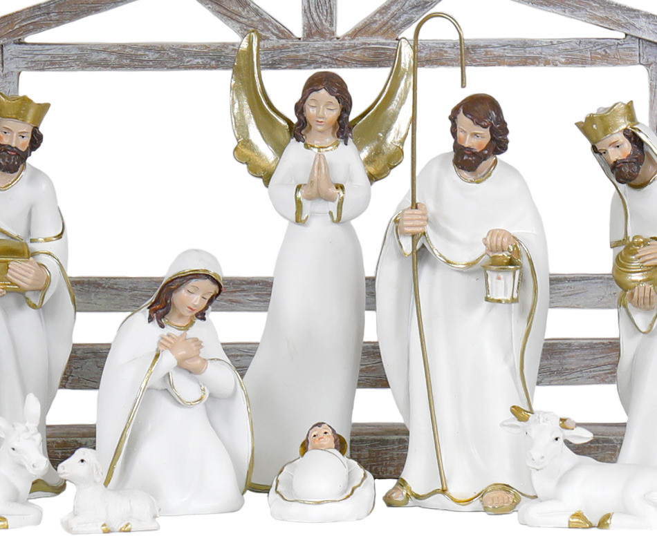 First Noel White Nativity Scene - Large