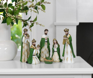 Gloria Green & Gold Green Nativity Set