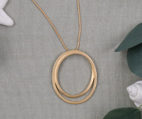 Carla Gold Oval Pendant Necklace