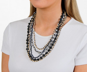 Montana Beaded Necklace - Black & Silver