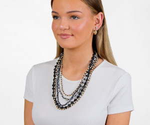 Montana Beaded Necklace - Black & Silver