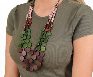 Soho Burgundy & Green Bead Necklace