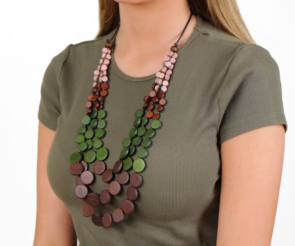 Soho Burgundy & Green Bead Necklace