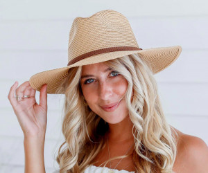 Natural Panama Hat - Brown Leather Band