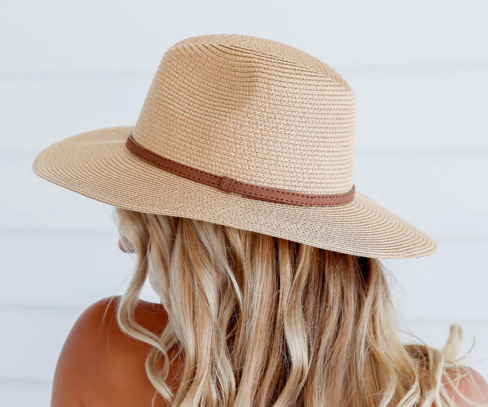 Natural Panama Hat - Brown Leather Band