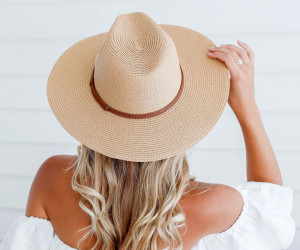 Natural Panama Hat - Brown Leather Band