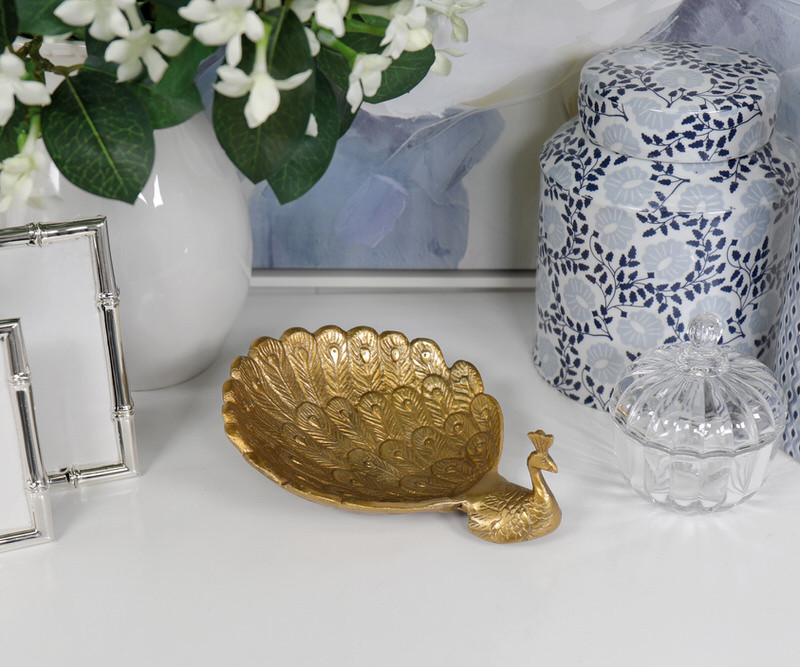 Rajani Gold Peacock Trinket Dish