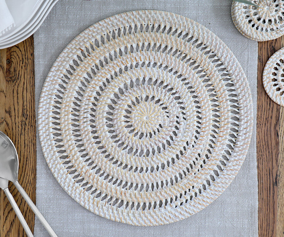 Fairlight Whitewash Rattan Placemat