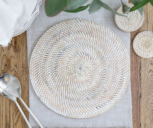 Brooklyn Whitewash Rattan Placemat