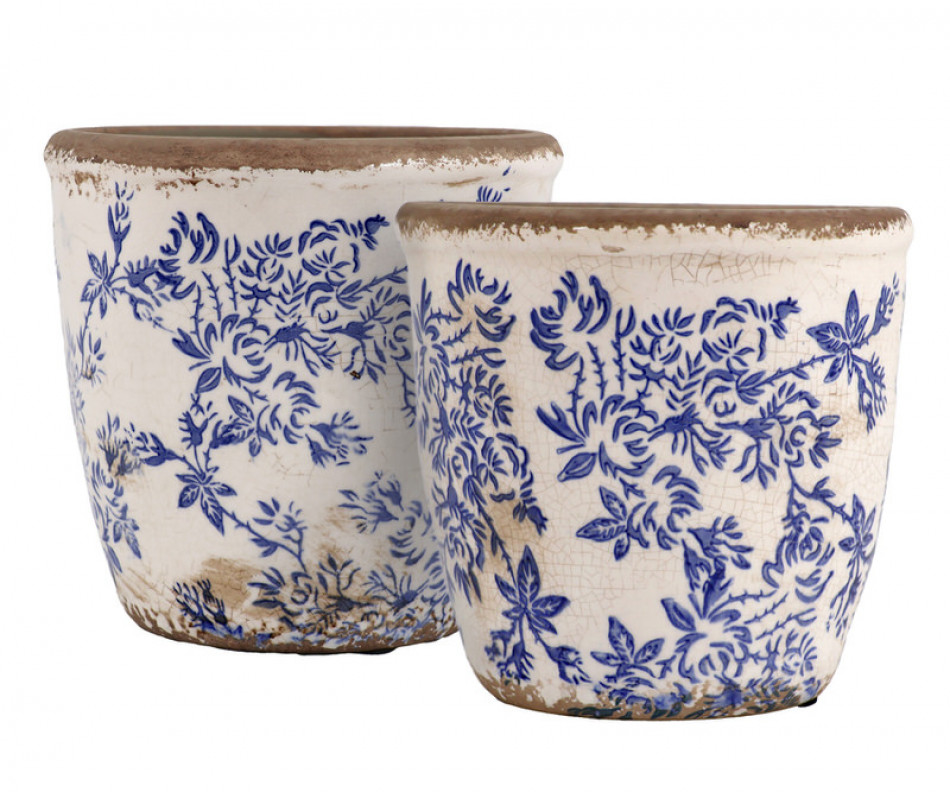 Large Arden Blue Floral Taper Planter