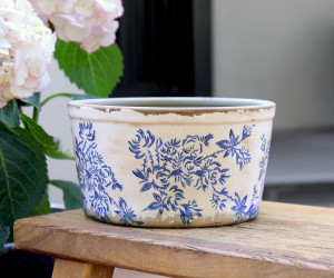 Small Arden Blue Floral Wide Planter