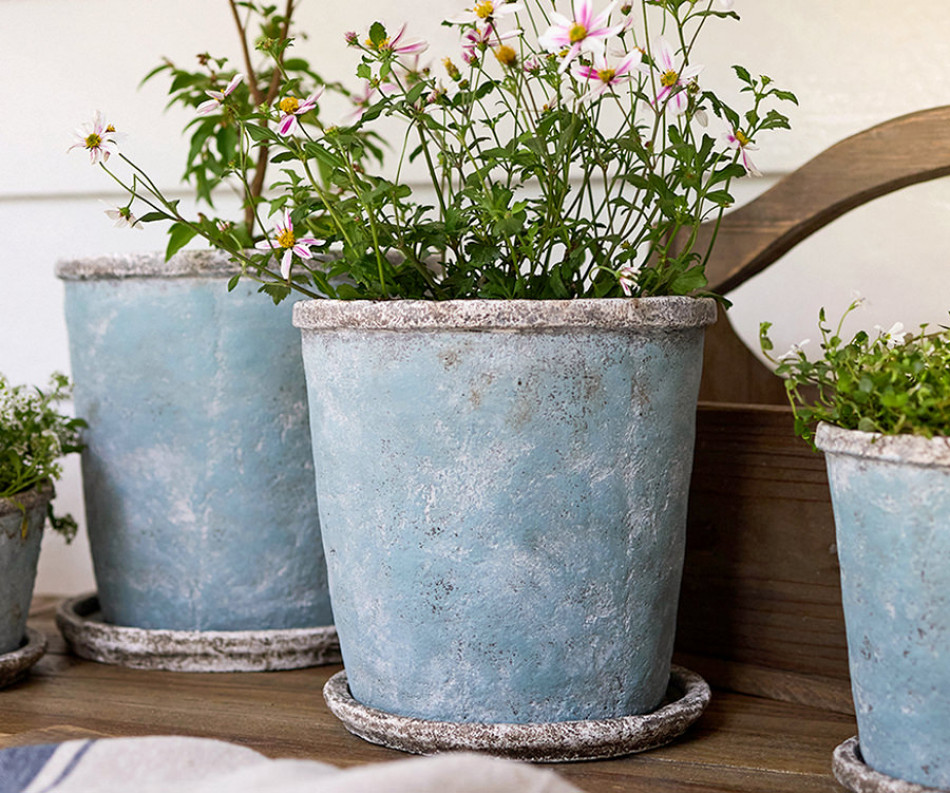 Medium Harrington Bluewash Taper Plant Pot