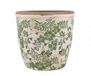 Large Linford Green Floral Taper Plant Pot