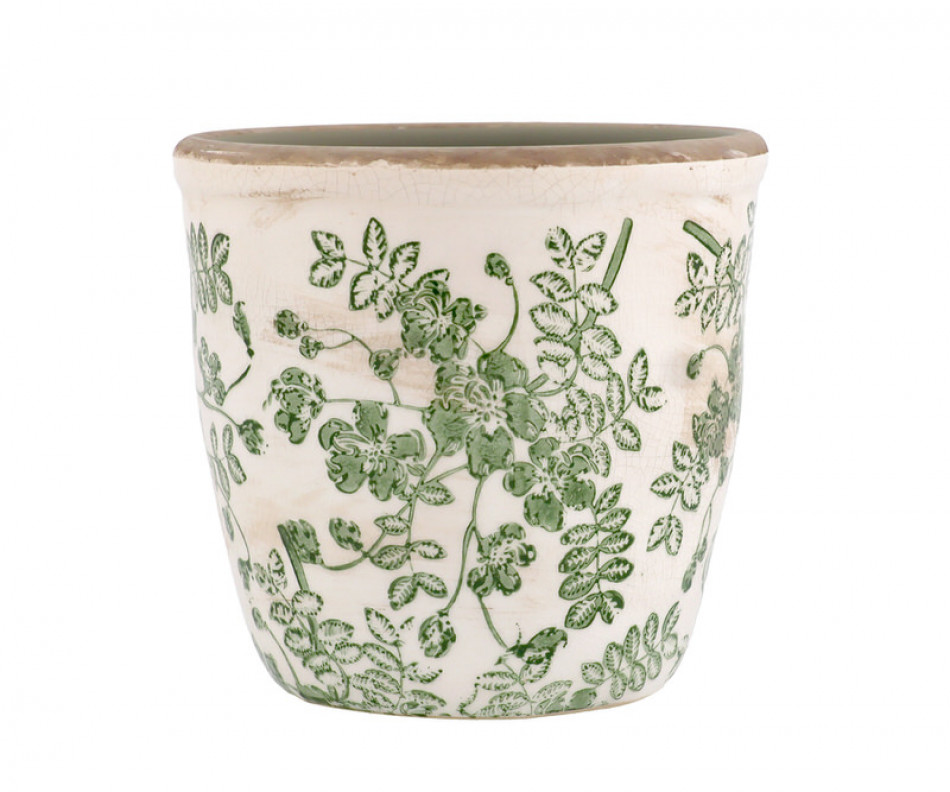 Small Linford Green Floral Taper Plant Pot