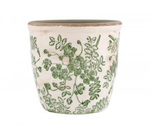 Small Linford Green Floral Taper Plant Pot