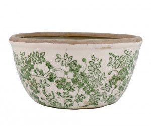 Large Linford Green Floral Wide Planter