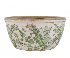 Small Linford Green Floral Wide Planter