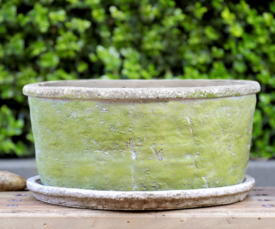 Large Harrington Green Wide Planter