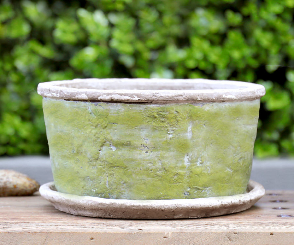 Small Harrington Green Wide Planter