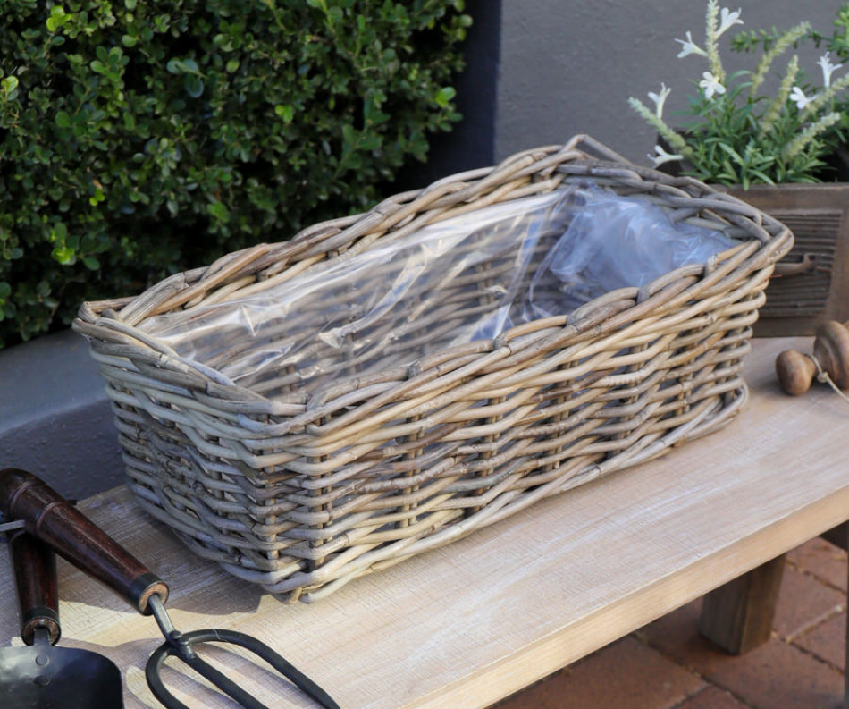 Large Amalfi Rectangle Rattan Planter Basket