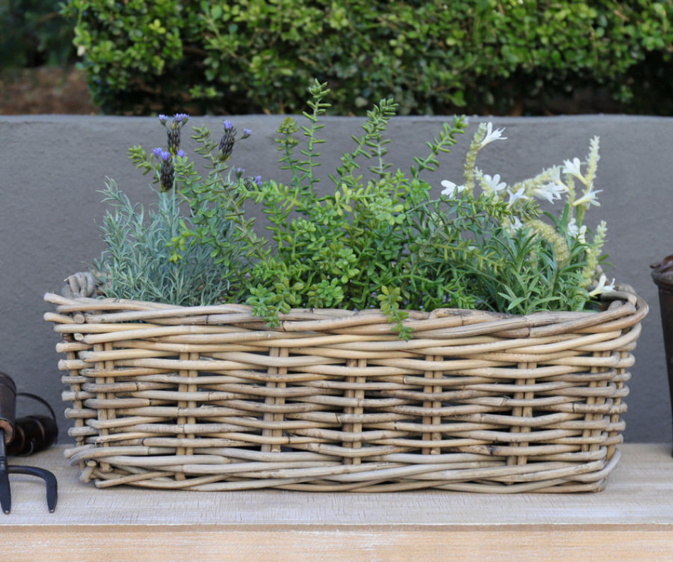 Large Amalfi Rectangle Rattan Planter Basket