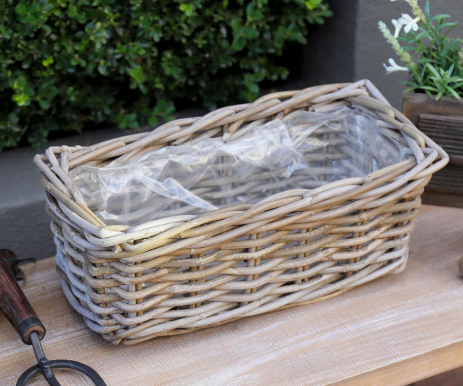 Small Amalfi Rectangle Rattan Planter Basket