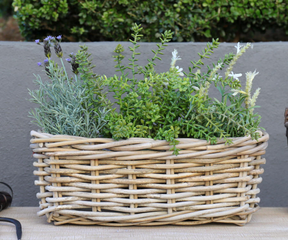 Small Amalfi Rectangle Rattan Planter Basket