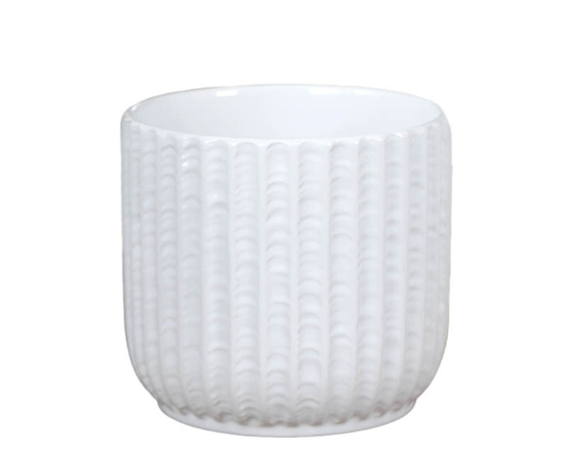 Henley Ribbed White Planter - Small - Home Decor Online - New Arrivals