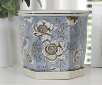 Large Lark Grove Hexagonal Blue Planter