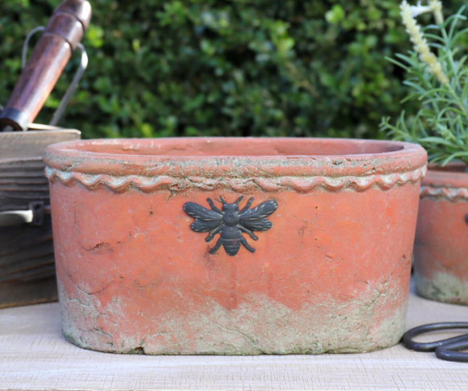 Large Oval French Bee Terracotta Plant Pot