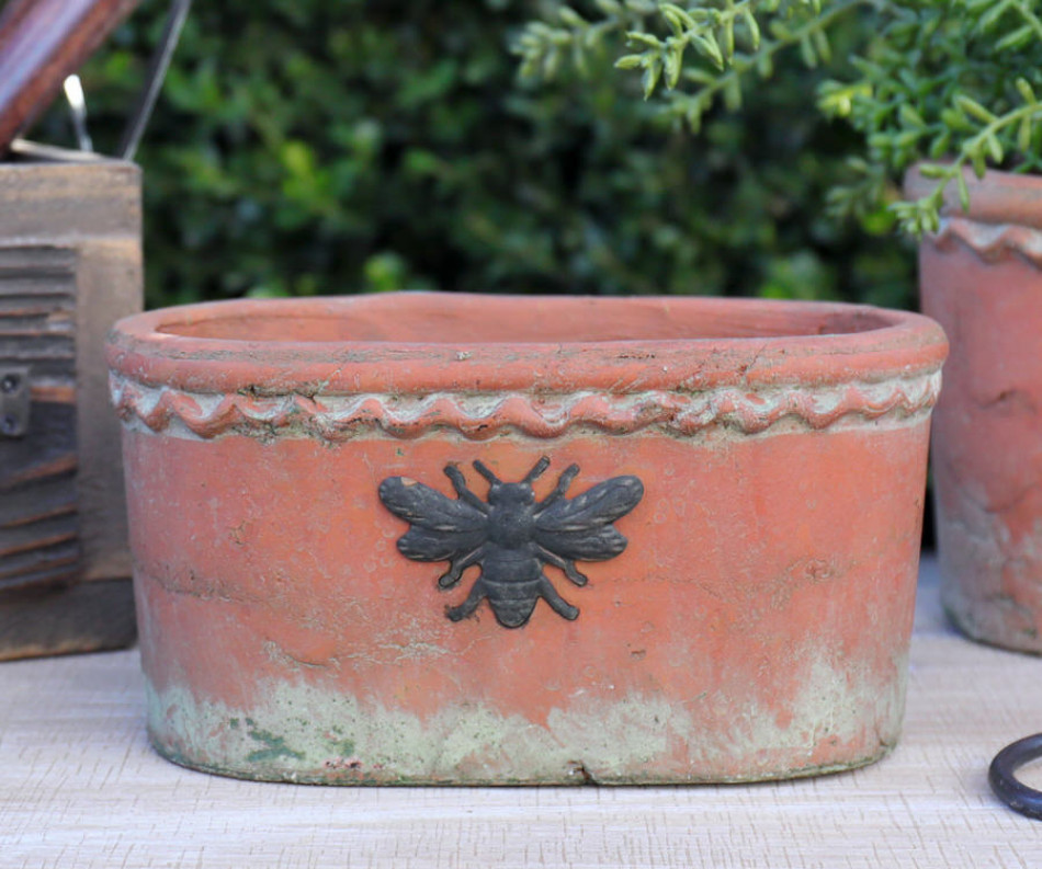 Small Oval French Bee Terracotta Plant Pot