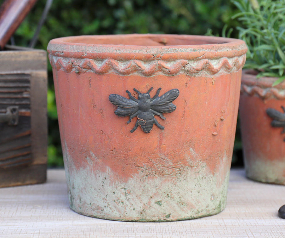 Large Round French Bee Terracotta Plant Pot