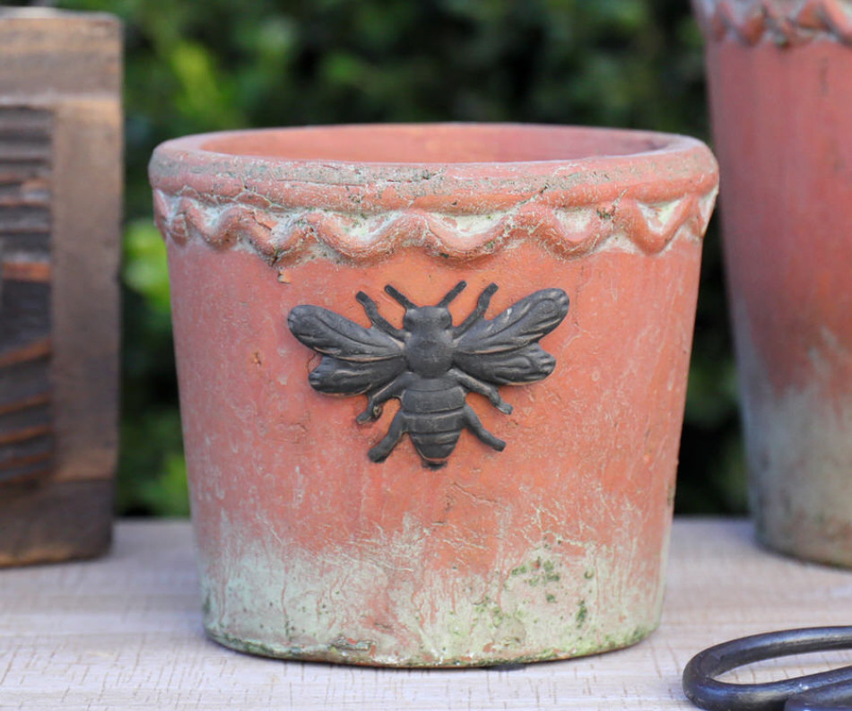 Small Round French Bee Terracotta Plant Pot