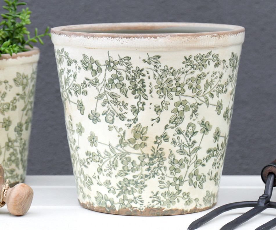 Large Hayward Green Floral Planter