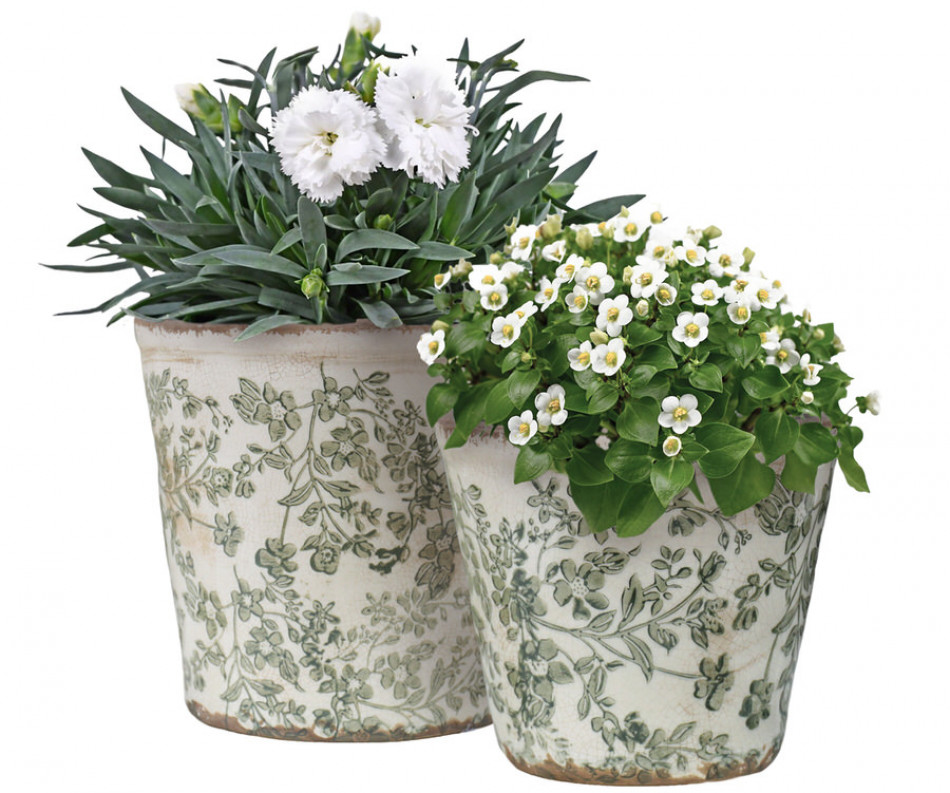 Small Hayward Green Floral Planter