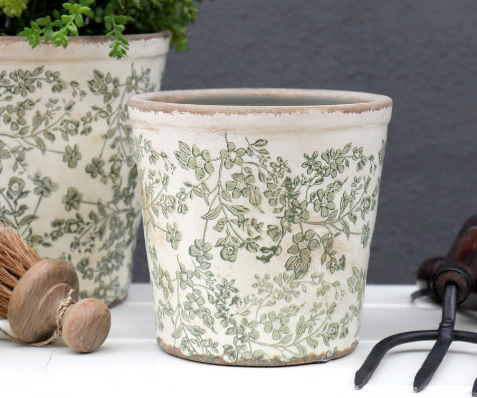 Medium Hayward Green Floral Planter