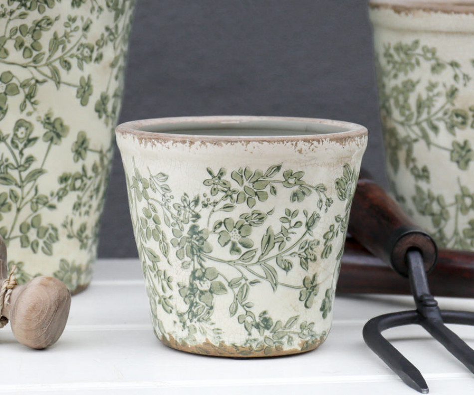 Small Hayward Green Floral Planter