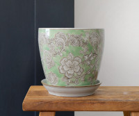 Medium Ashbourne Sage Green Floral Planter